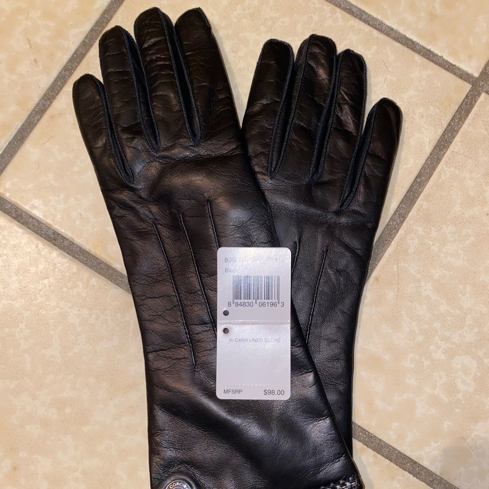 Coach Cashmere Lined Black Leather Driving Glove